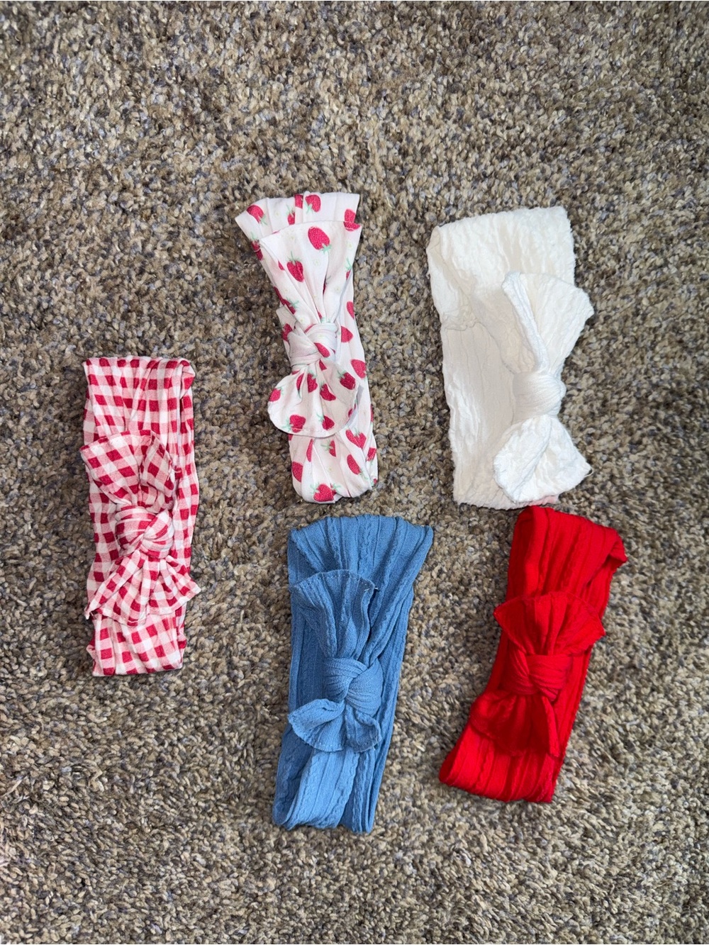 Kids Knot w/Bow Headbands - Assorted Red, White, Blue, Pink